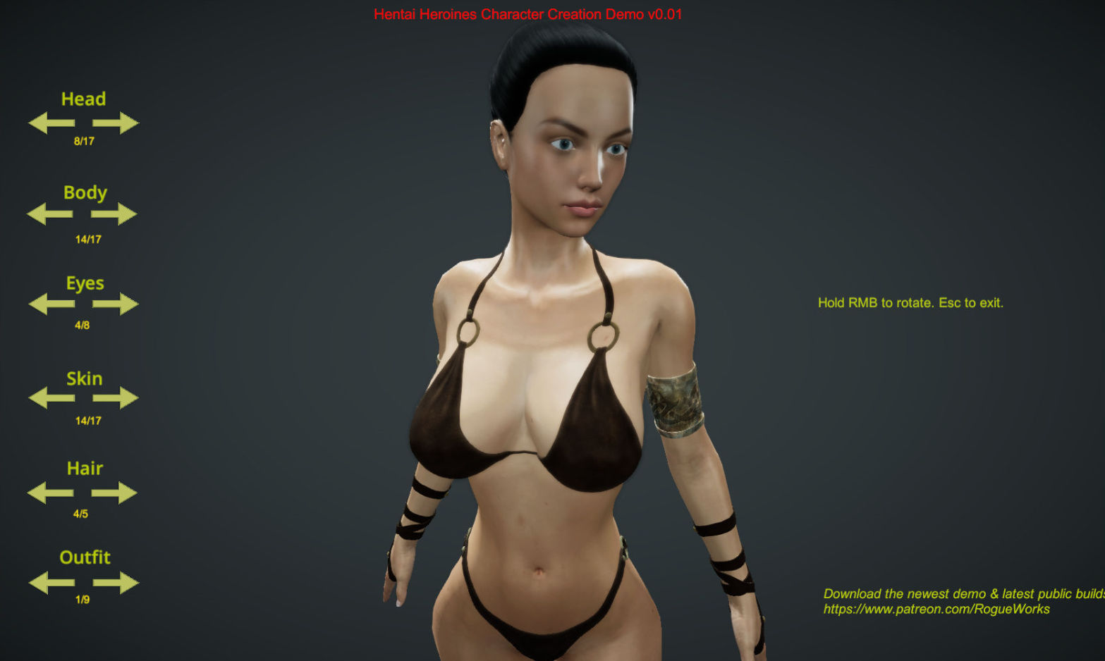 Hentai Heroines Character Creation Demo v0.1 from RogueWorks Porn Game
